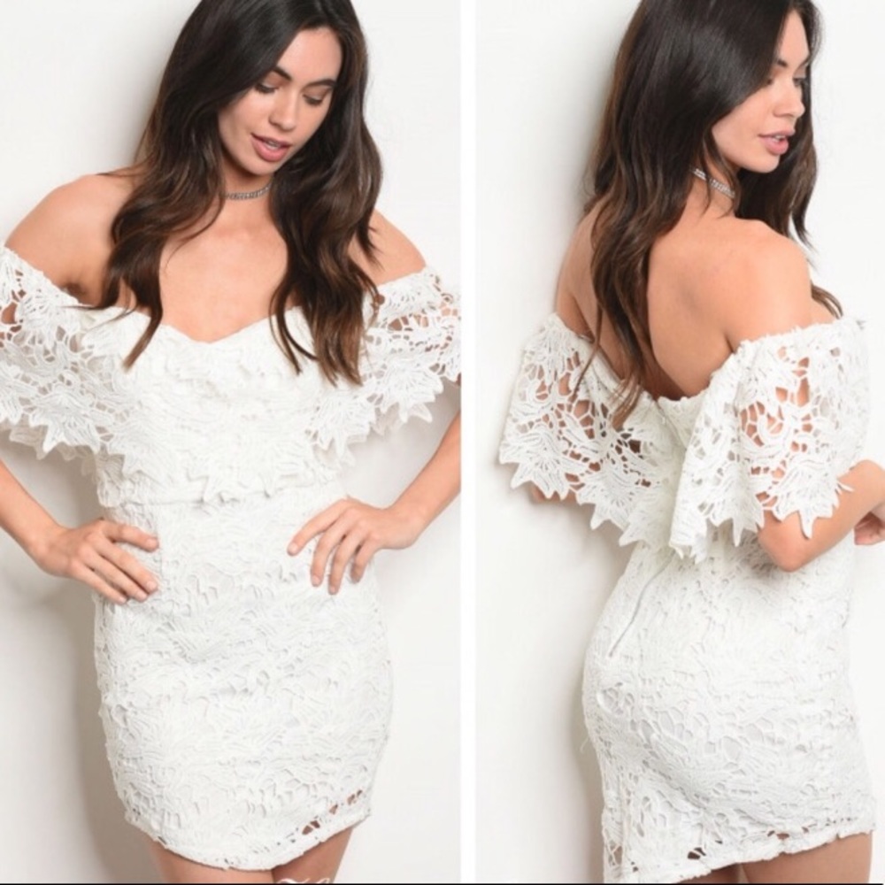 White Lace Off the Shoulder Dress